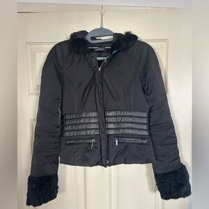 Bebe vintage fur trimmed puffer jacket
